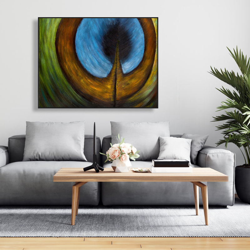 Peacock Feather Center - Exotic Framed Canvas Home Decor