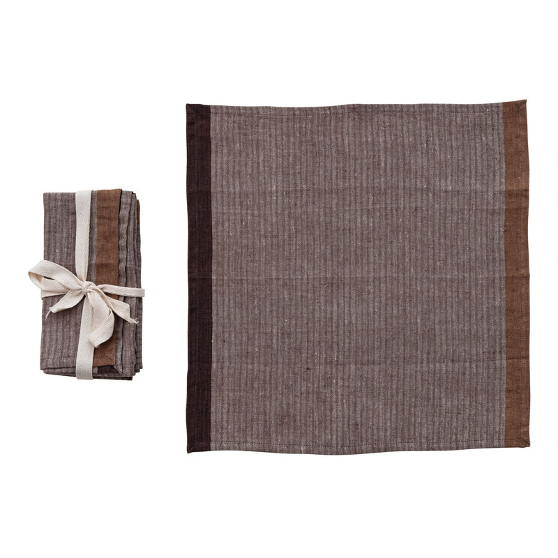 Woven Linen Striped Napkins, Multicolor, Set Of 4