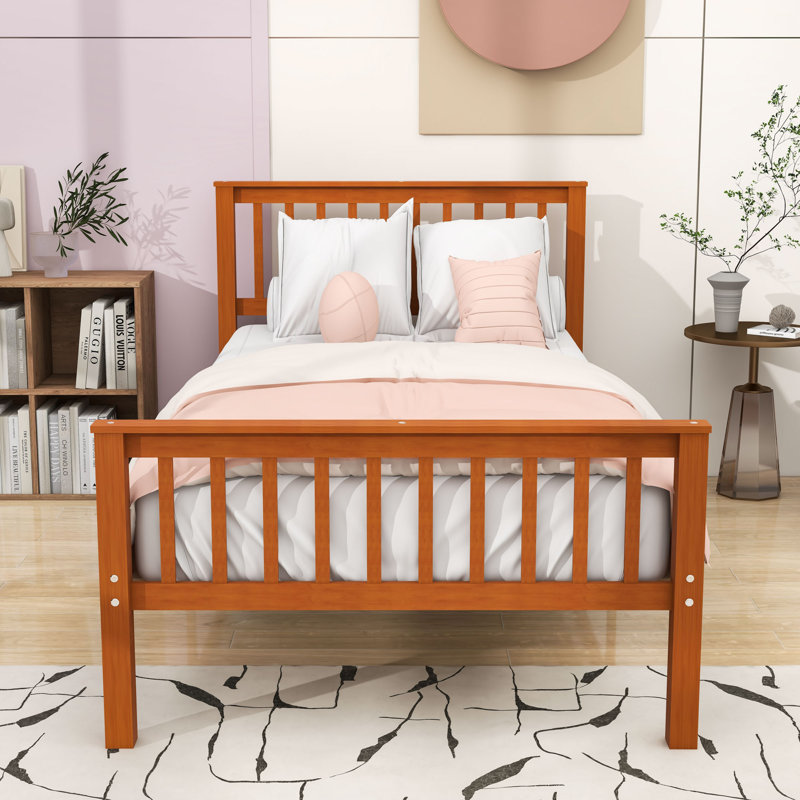 Lit plateforme simple en bois avec tête et pied de lit, Chêne