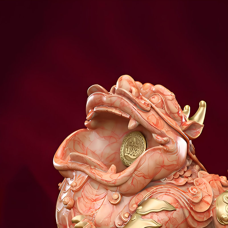 Sculpture traditionnelle traditionnelle chinoise en laiton fin, H 8,35 po x l 10,43 po x P 9,25 po