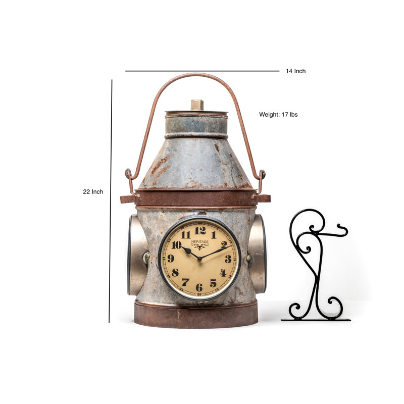 Rustic Iron Milk Carton 3-Sided Hanging Wall Clock