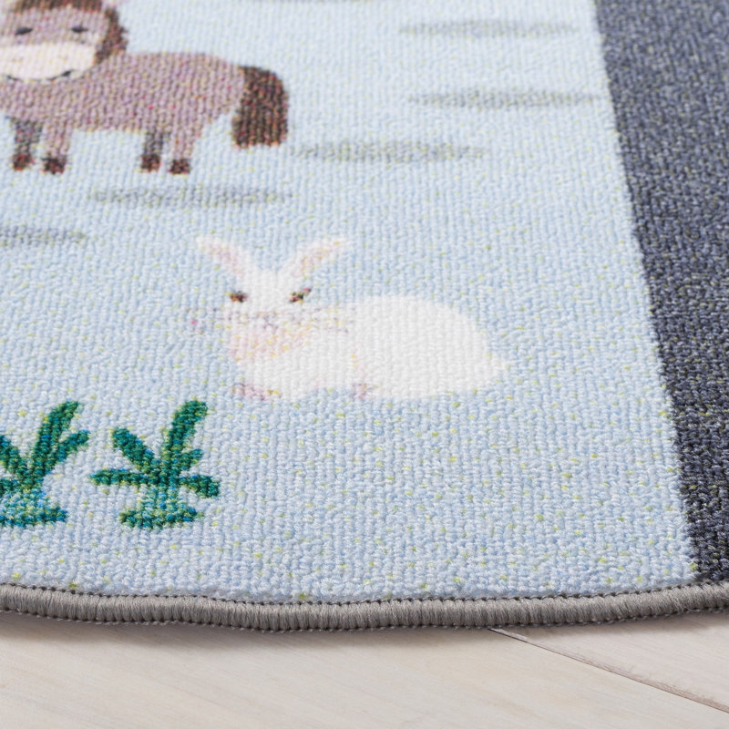 Tapis bleu / gris foncé Guarani, Rond 5 pi