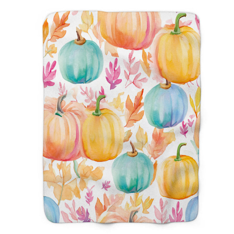 Motifs de citrouille - couverture Sherpa de qualité supérieure 1 pièce, Grand lit