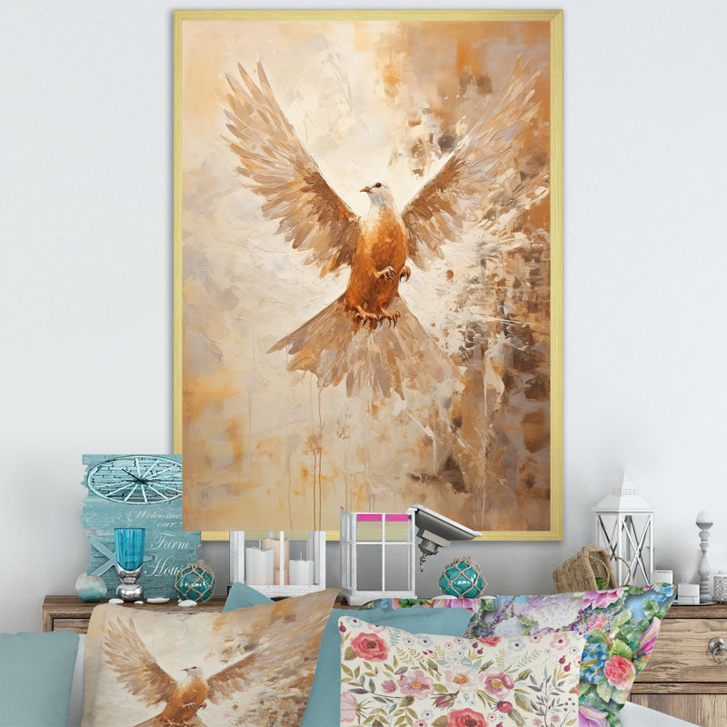 «Cerulean Calm Graceful Dove II», reproduction sur toile, Cadre doré simple, H 40 po x l 30 po x P 1,5 po