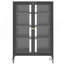 Armoire de rangement multimédia haute de 35,8 po avec roulettes, meuble télé stéréo AV avec 4 tablettes et porte réglables en verre, structure en acier robuste pour le salon, assemblage facile