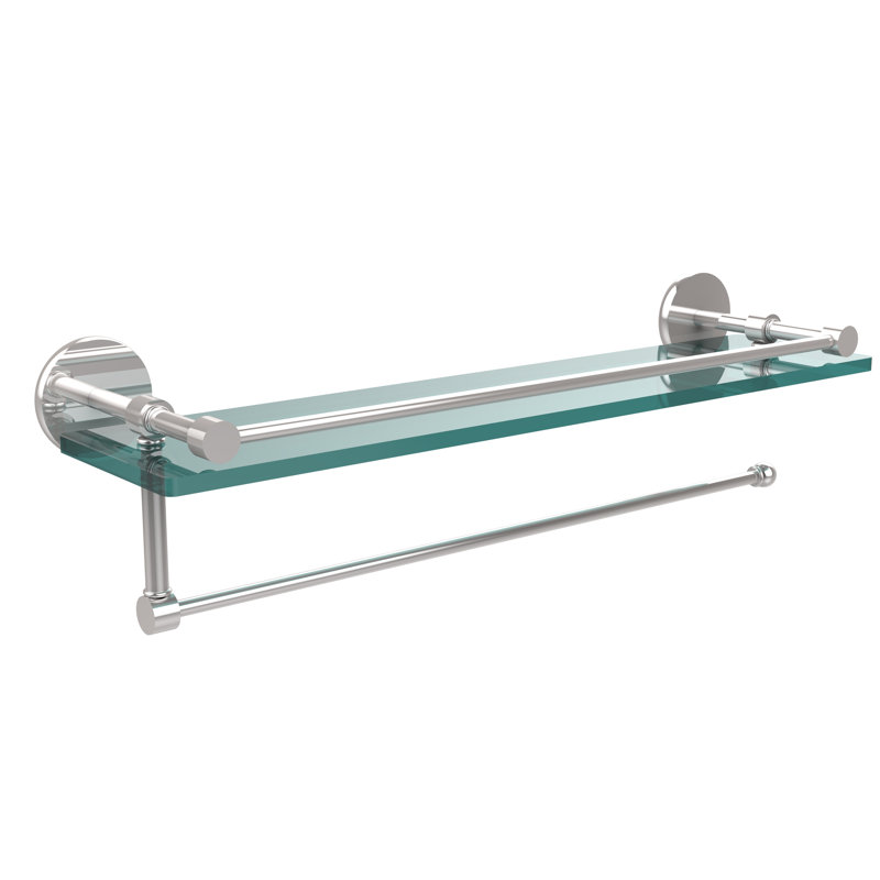 Dalston Bracket Shelf with Towel Bar, 5'' H x 16'' W x 5'' D, Polished Chrome