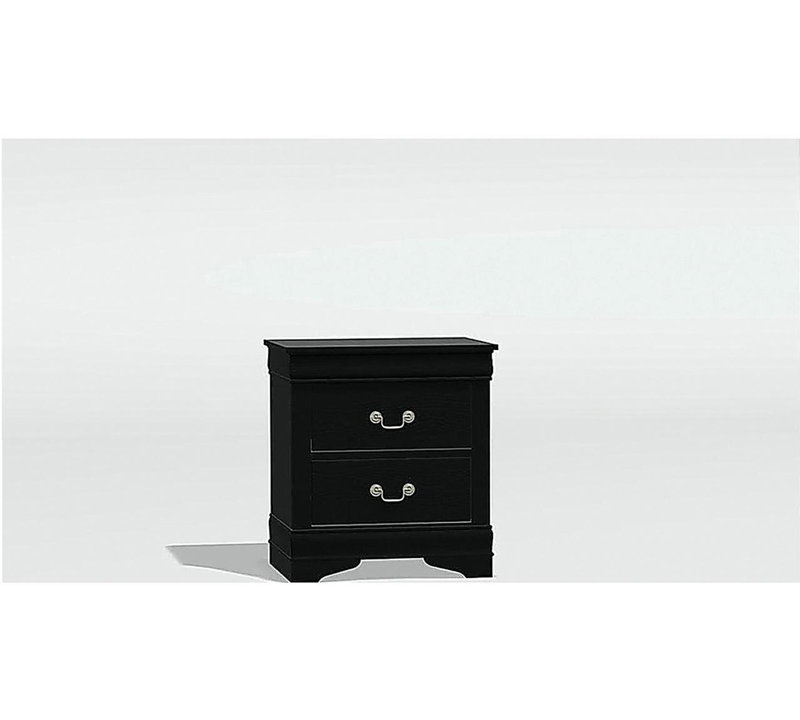 1pc Table de chevet noire Louis Philippe, Noir
