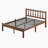 Walnut Finish Solid Wood Full Bed Frame With Wavy Headboard, No Box Spring Needed, Bamboo & Metal-864712414