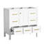 Rangement de salle de bain blanc, bois massif, 5 tiroirs, fermeture en douceur, meuble-lavabo 36 po, bois, planches, pour-102761741