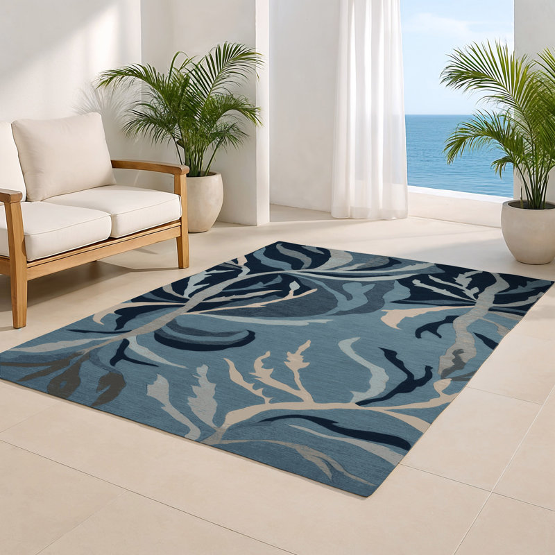 Nature Blue Indoor and Outdoor Area Rug, Rectangle 3' x 5'