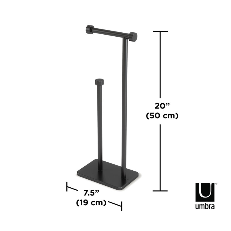 Black Freestanding Toilet Paper Holder with Reserve