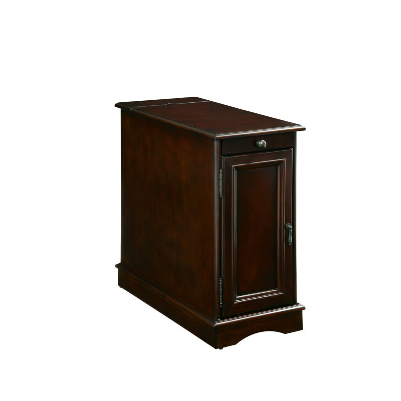 Abrahamson Drum End Table with Built-In Outlets, Cherry