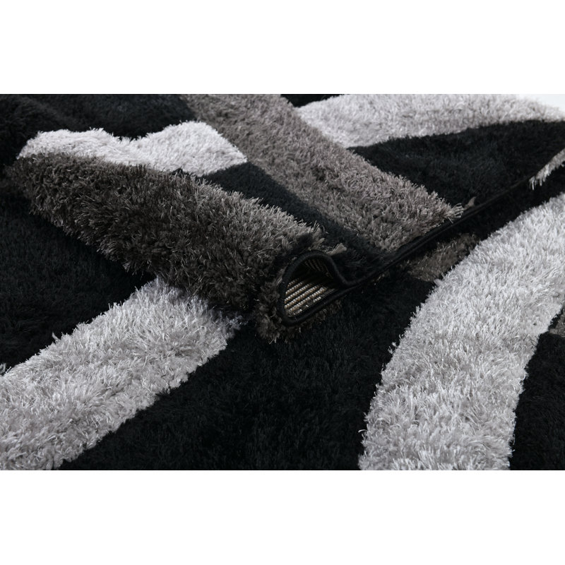 Tapis à poils longs noir et gris NYC Performance, Rectangle 5 pi 3 po x 7 pi 2 po