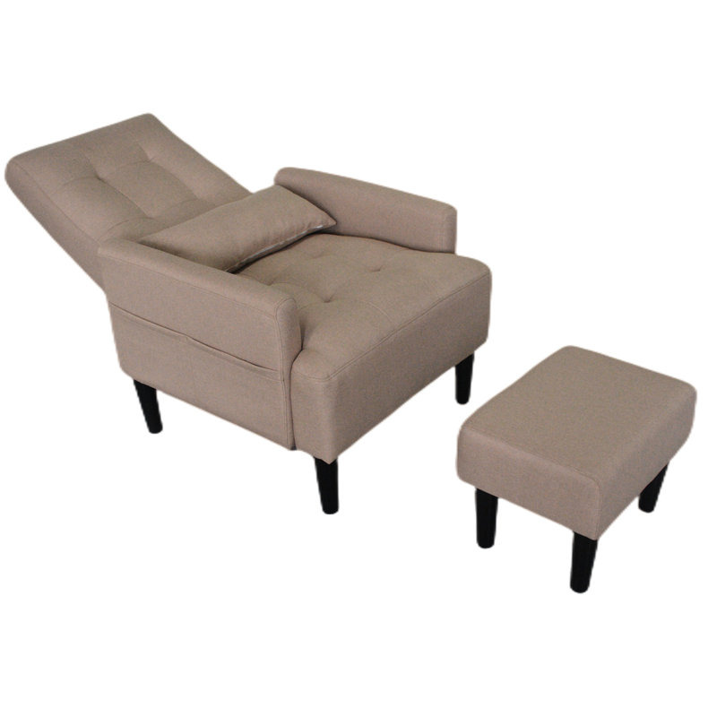 Lit de salon en tissu avec fonction inclinable et chaise ergonomique au design gris - Design moderne, 5 angles réglables