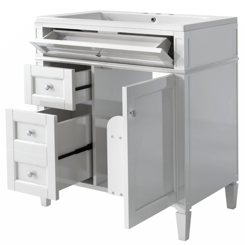 30'' Single Bathroom Vanity with MDF Top, White