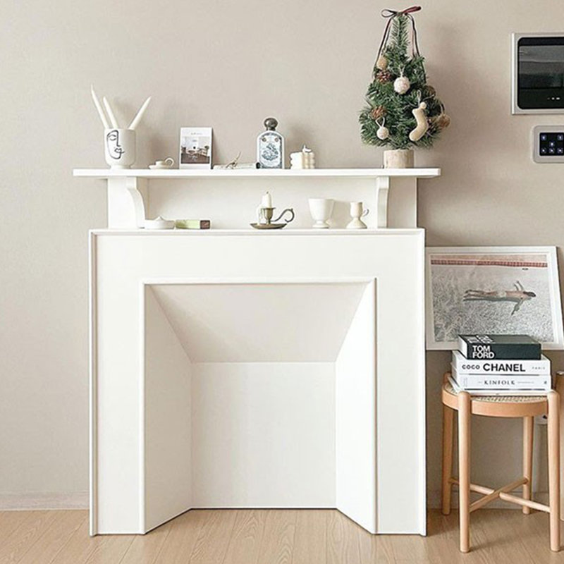 Foyer autoportant en bois manufacturé blanc, Blanc