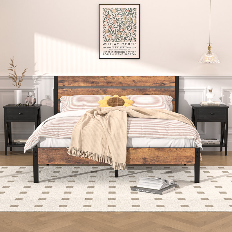 Alicia Steel Piece Bedroom Set, Black, Queen
