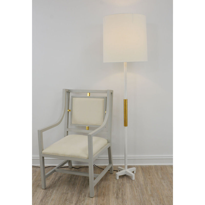 Seline Floor Lamp, White, Antiqued White/Gold Leaf
