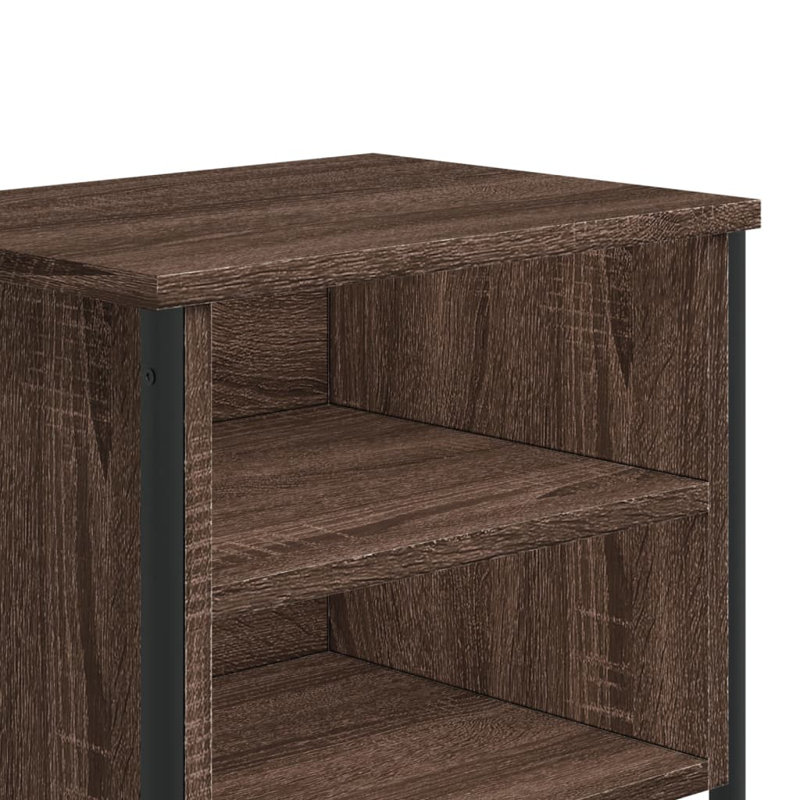 Alliyah 40cm W Metal Bedside Table, Brown Oak 