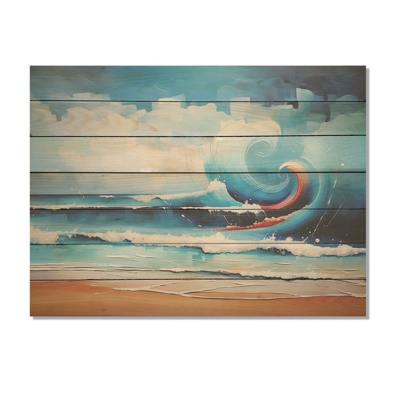 Vibrant Beach Waves III - vagues côtières sur bois, H 34 po x l 44 po x P 0,78 po