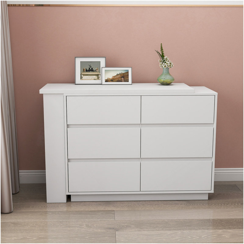 Bureau en L et meuble-lavabo en L avec 6 tiroirs, plateau de table extensible et rangement de grande capacité pour le maquillage de bureau et de chambre à coucher