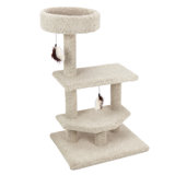 Kitty Quick 40-In Real Carpet Hammock Perch Wooden Cat Tree, Beige