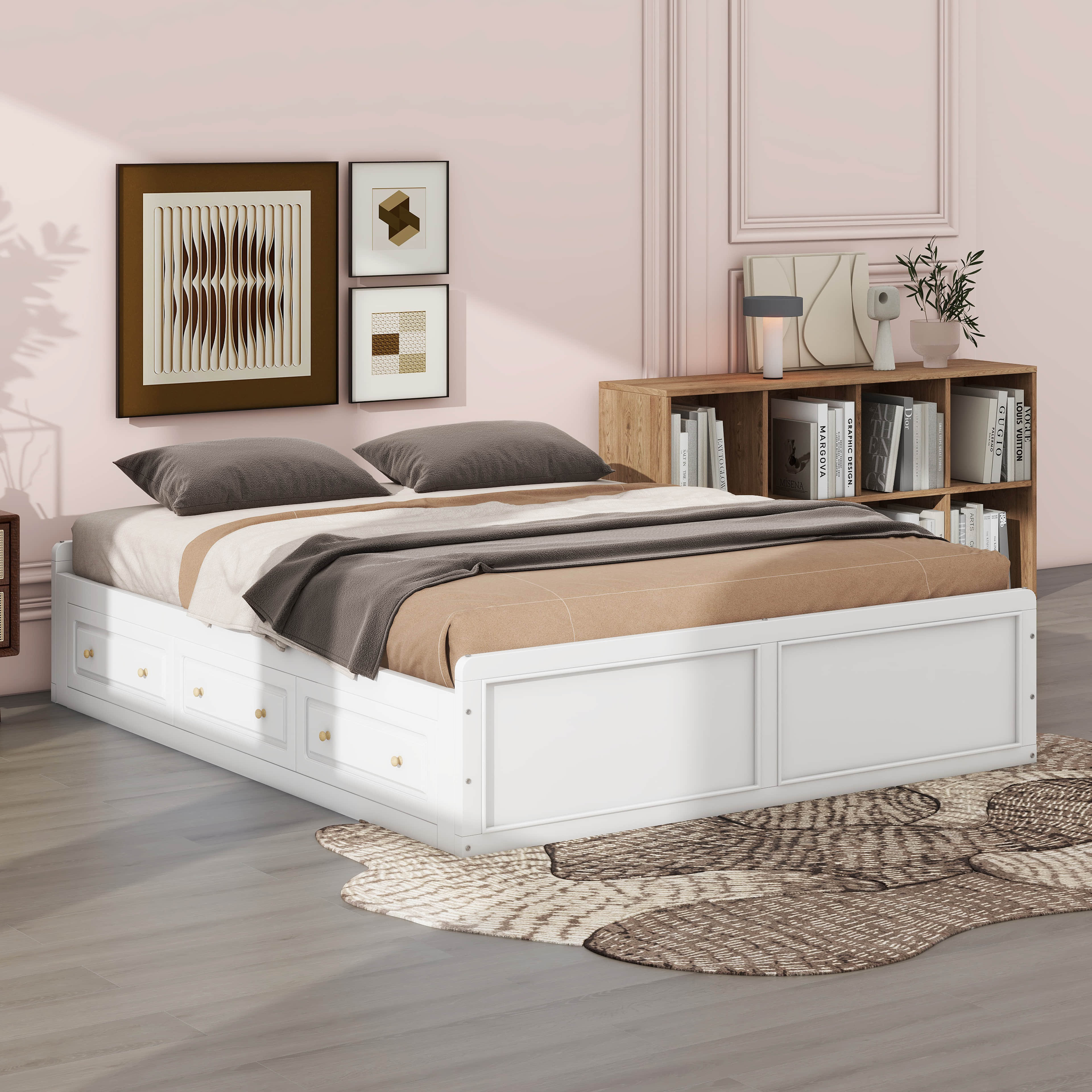 Lark Manor™ Queen Size Wood Platform Bed Frame With 6 Drawers | Wayfair