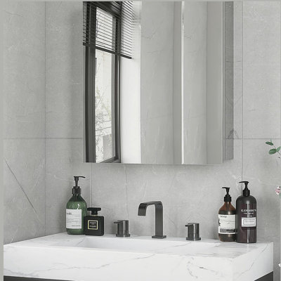 Miroir de salle de bain avec tablettes de rangement, armoire murale kleankin