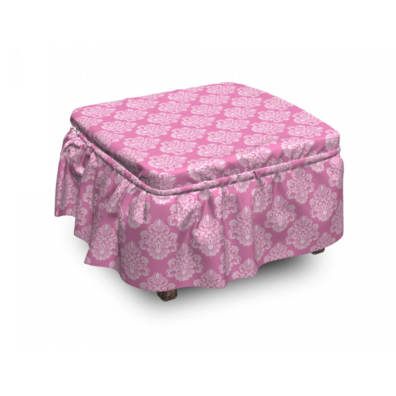 Ensemble de housse pour repose-pieds à coussin de boîte 2 pièces damassé middle-eastern fleur