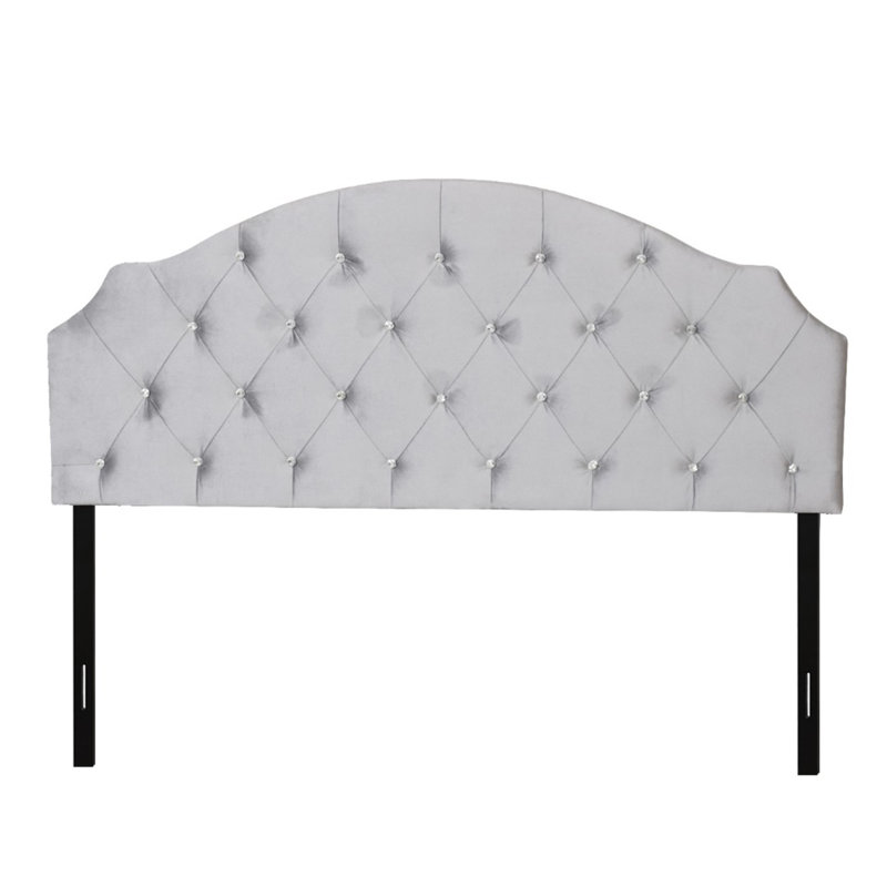 Tête de lit tapissier en velours Ameer, Gris argenté, Grand
