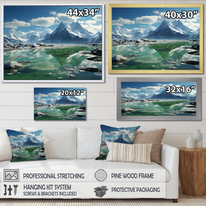 Bethanney " Green Glacier Frozen Eternity Green II ", H 24 po x l 32 po x P 1 po, Toile tendue