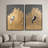 Set Of 2 63X47 Hand Painted Birds On Wire, Gold