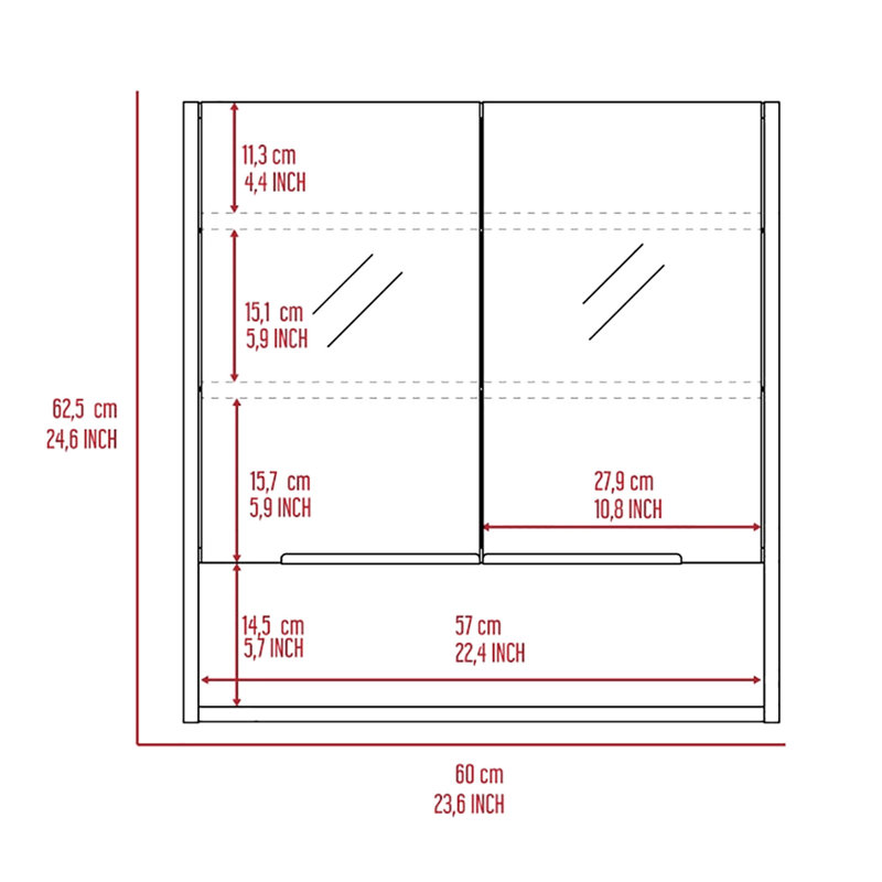 Armoire de salle de bain en chêne avec grand rangement intérieur et portes à double miroir
