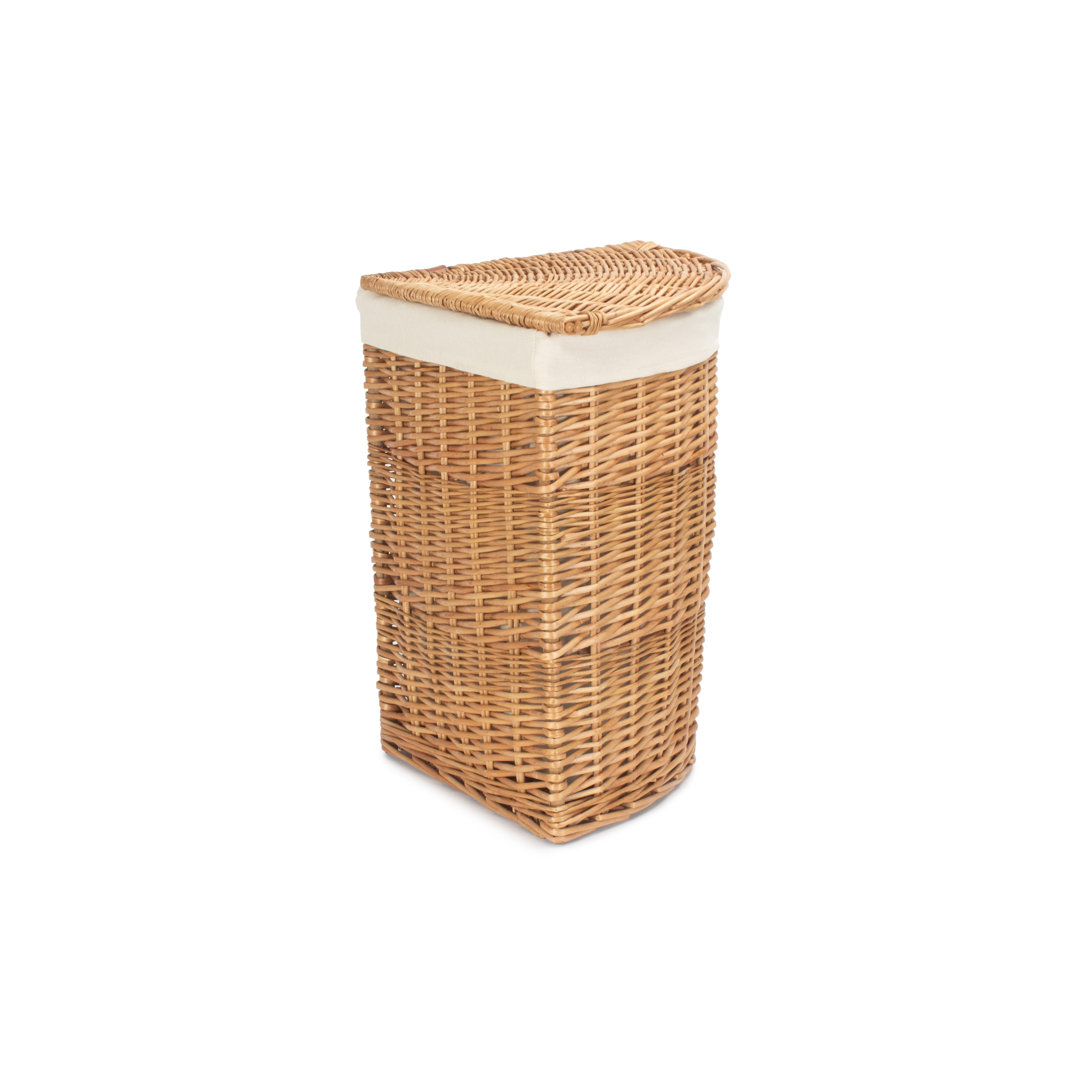 Wicker Lined Corner Laundry Bin Basket