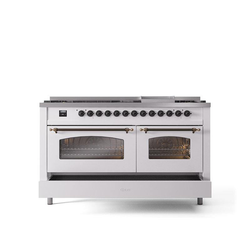 ILVE Nostalgie II 60 Dual Fuel Range, 9 Burners, Griddle, Natural Gas, RAL Color/Bronze