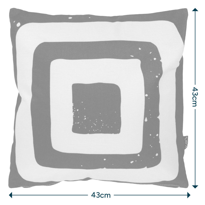 Indoor / Outdoor Square Cushion, White/Black Geometric