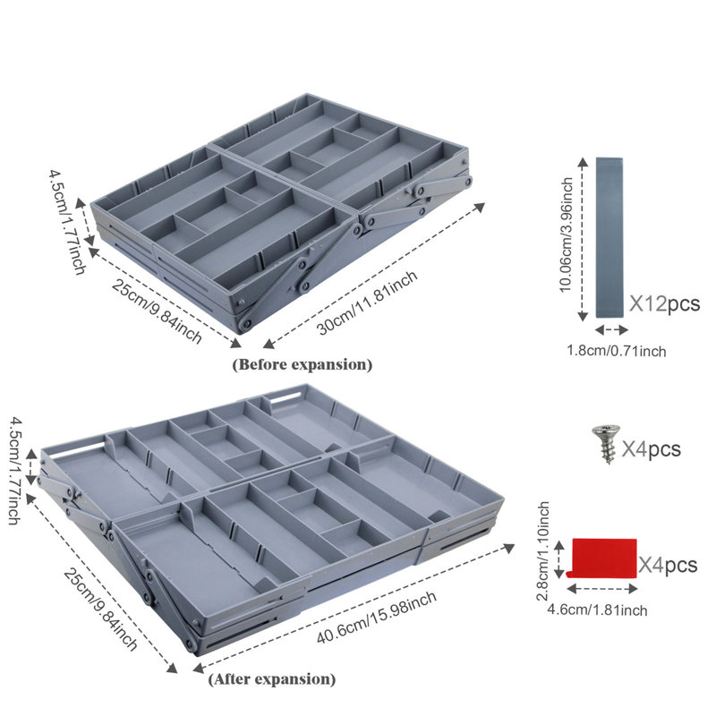 Boîte de rangement pliable pour bijoux multi-compartiments à 2/3 niveaux avec diviseurs réglables