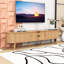 Meuble télé cannelé avec station de charge, portes coulissantes Tambour et 2 tiroirs pour téléviseurs de 80 po ou moins-1147689056