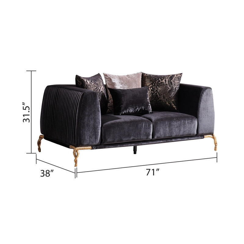 Causeuse rembourrée en tissu de velours épais et moderne Modern Majestic