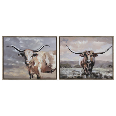 Texas Longhorns 2-Piece Rustic Framed Canvas Wall Art Set