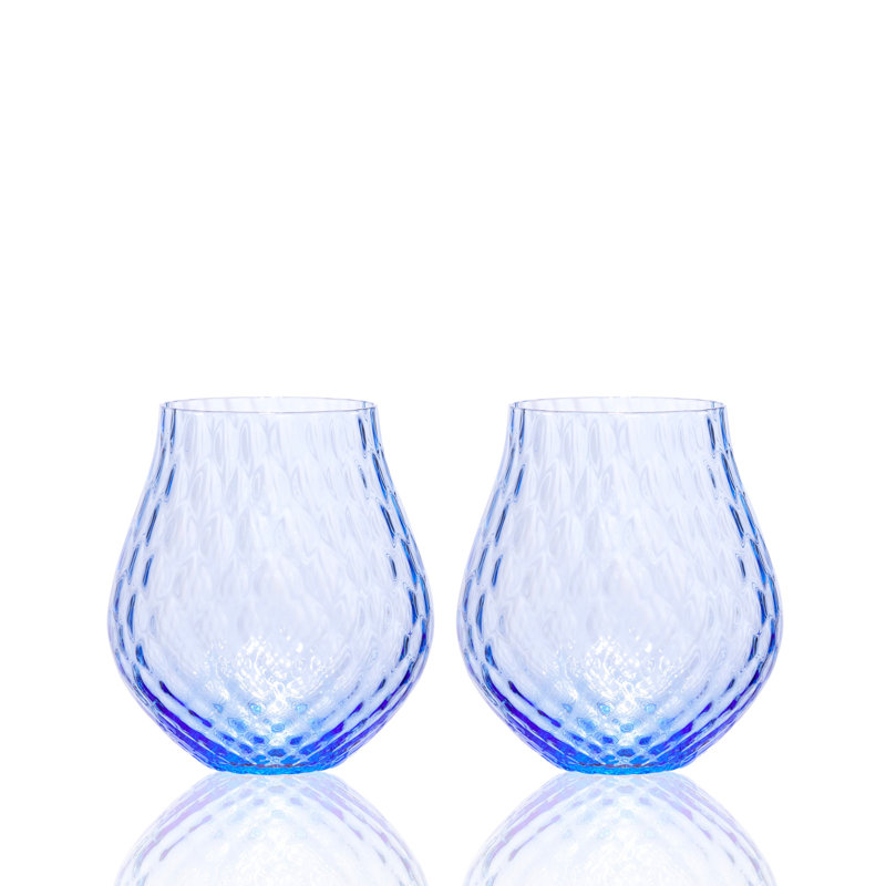 Phoebe Handmade Crystal Stemless Wine Glass, Rose