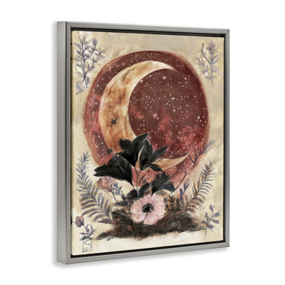 Crescent Moon & Florals Floating Frame, design by Sara Culpepper