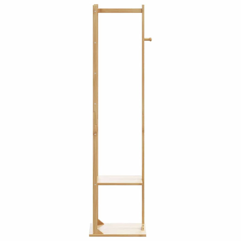 Natural Bamboo Coat Stand with Shelves and Hook, 61.4" Tall