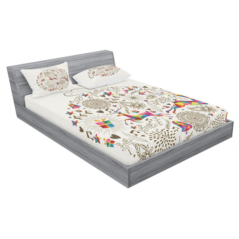 Ensemble de draps ornements modernes avec mandala et chants de Noël, Taie d'oreiller taille double