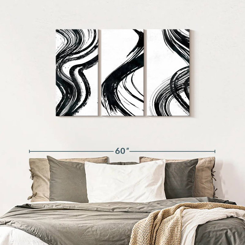 Impression sur toile Wispy Black Brush Strokes, H 45 po x l 28 po x P 1,25 po