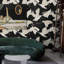 Black Herons Chinoiserie Wallpaper White