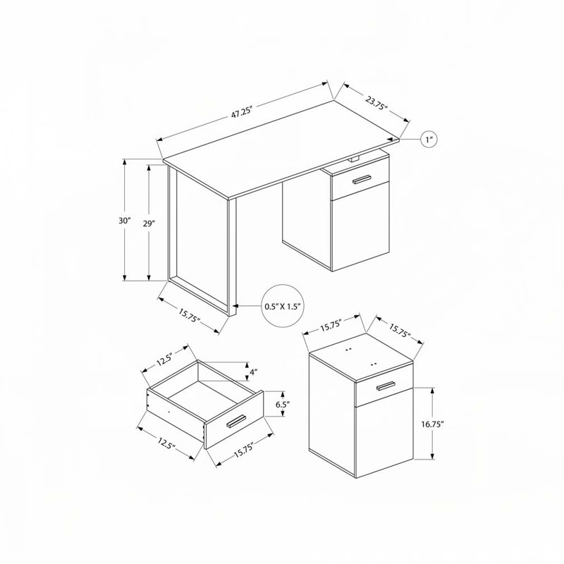 Bureau d'ordinateur pour la maison, Marbre blanc / noir