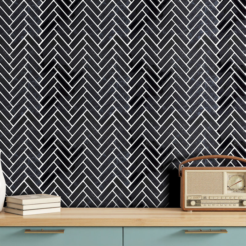 30.5 x 30.5 cm PET/PU Tile , Black/White