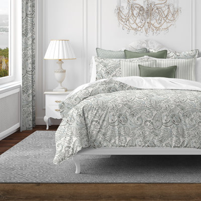 Ensemble d'édredon en coton Paisley Seafoam