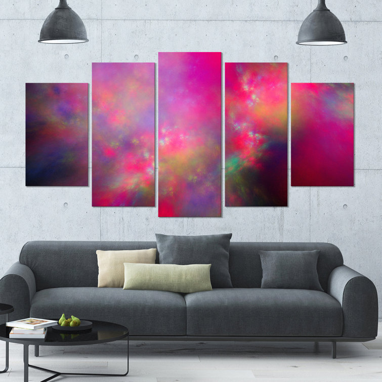 DesignArt Perfect Red Starry Sky On Canvas 5 Pieces Print - Wayfair Canada